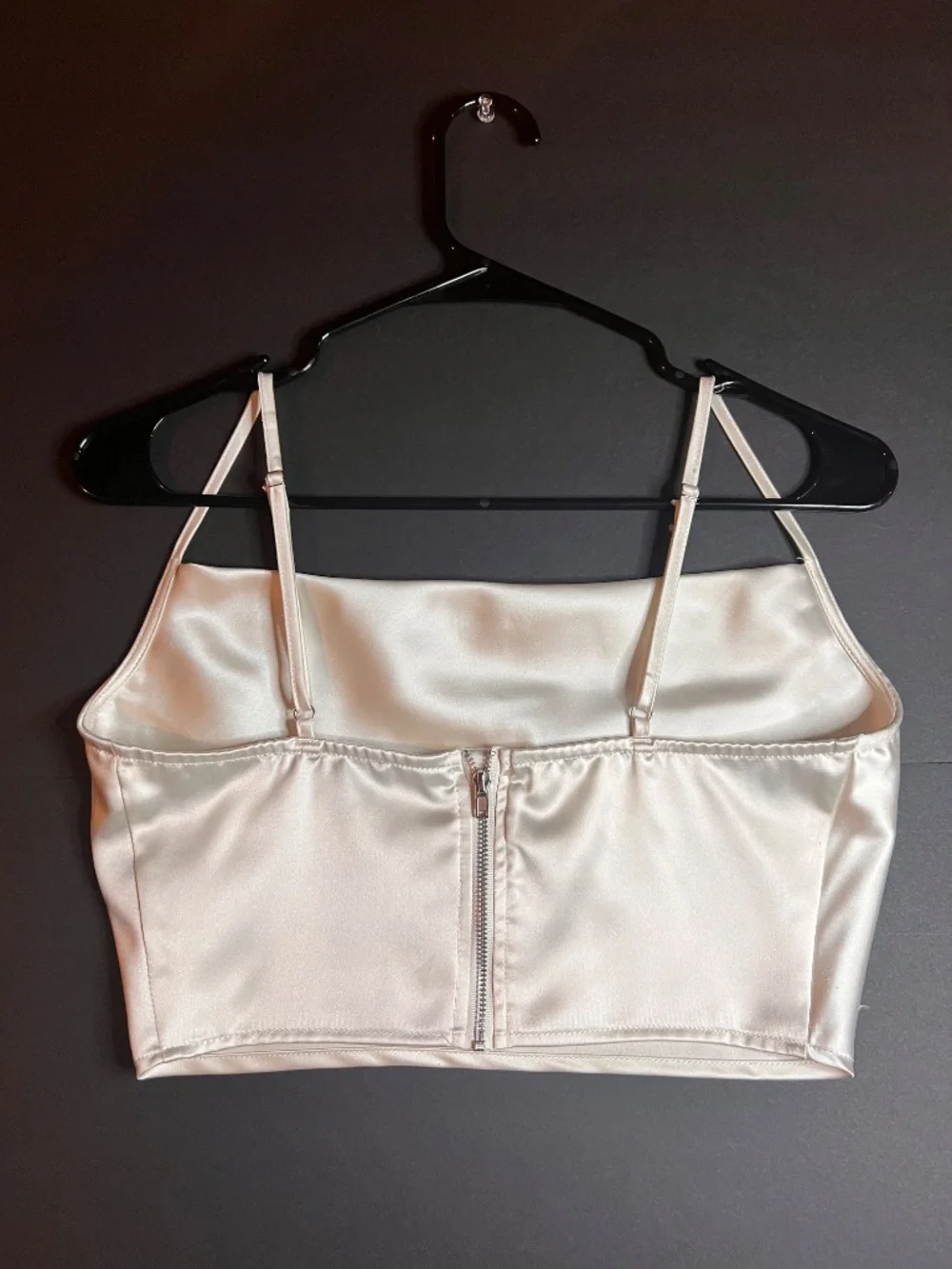 Forever 21 Ivory Satin Draped Crop Spaghetti Strap Top - Picture 3 of 7